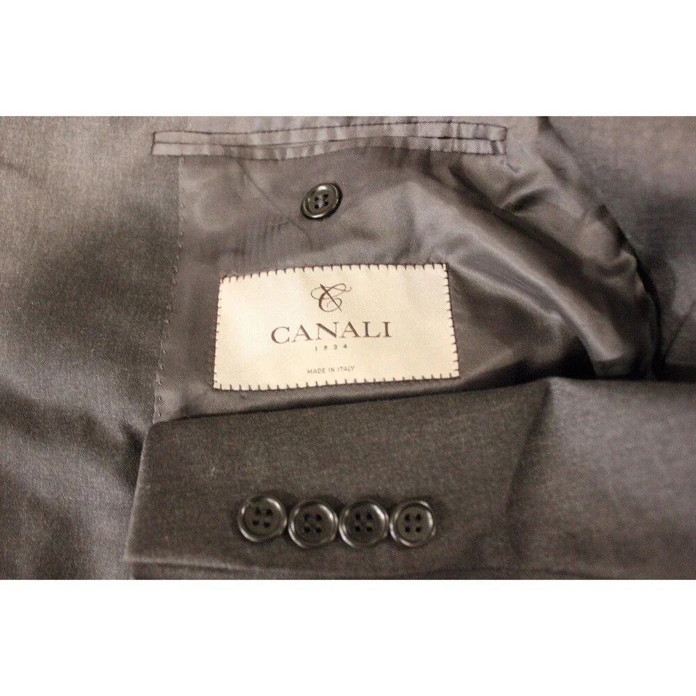 Canali Suit Mens Charcoal Gray Wool 2 Piece Suit 2 Btn 48R  (44R) Flat front 34
